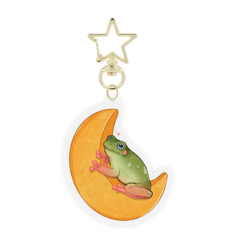 Frog on the Moon acrylic charm by BubblesArtCraft