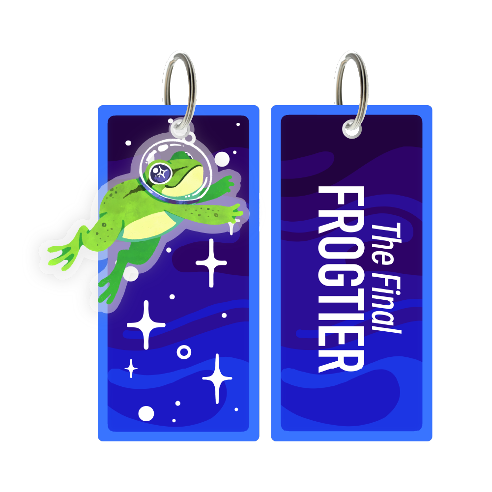 The Final Frogtier embroidered keychain & acrylic charm by Derptiles