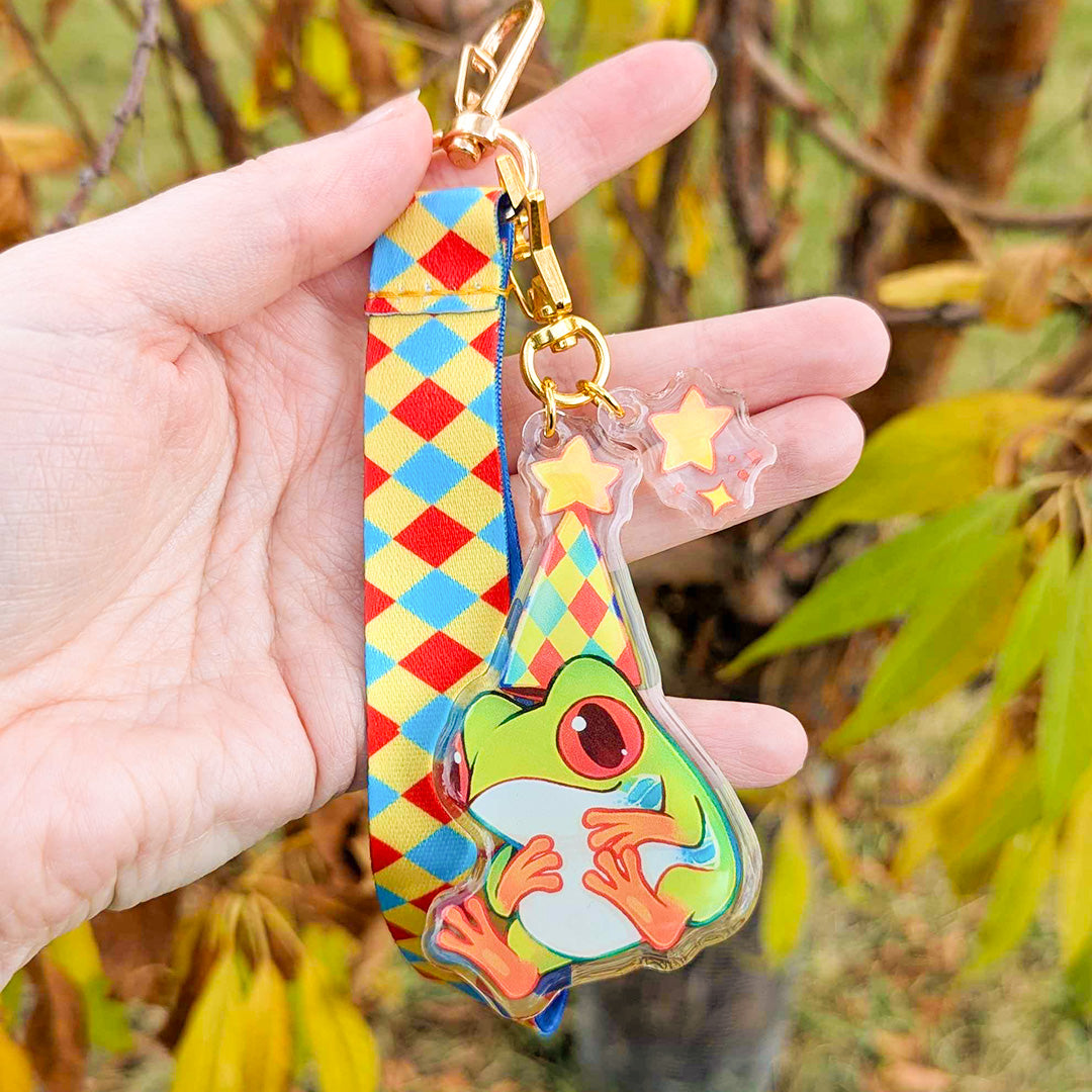 Red-eyed tree frog acrylic charm + lanyard by Chetom