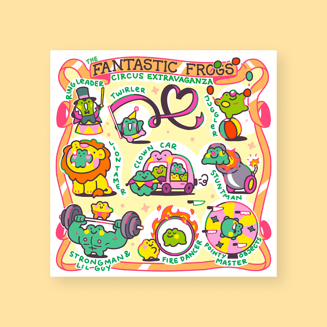 Fantastic Frogs riso print by giraffalope