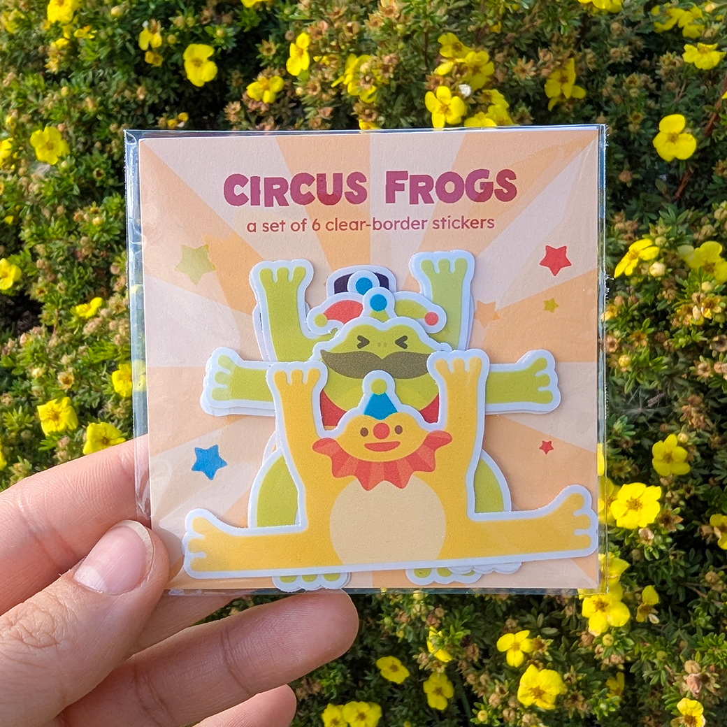 Frog Con 2025 circus frogs sticker set