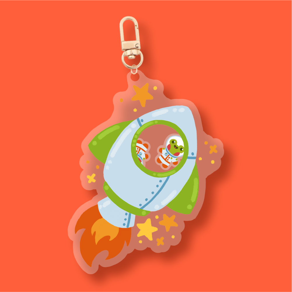 Froggy Rocket shaker charm by AcceberArt
