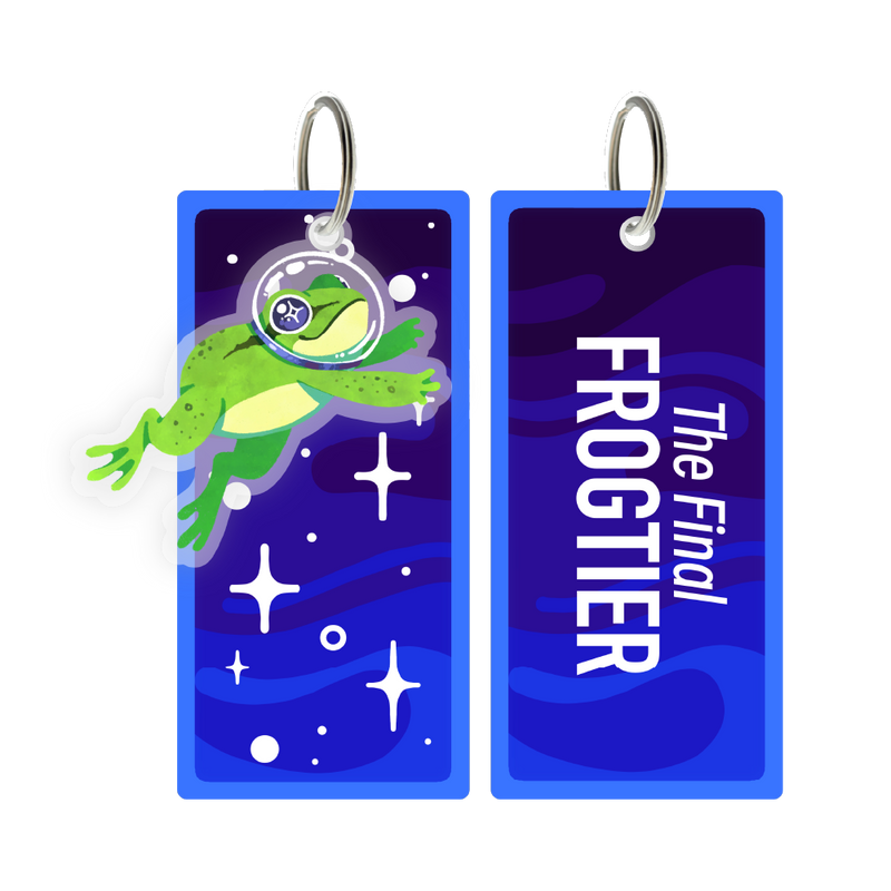 The Final Frogtier embroidered keychain & acrylic charm by Derptiles