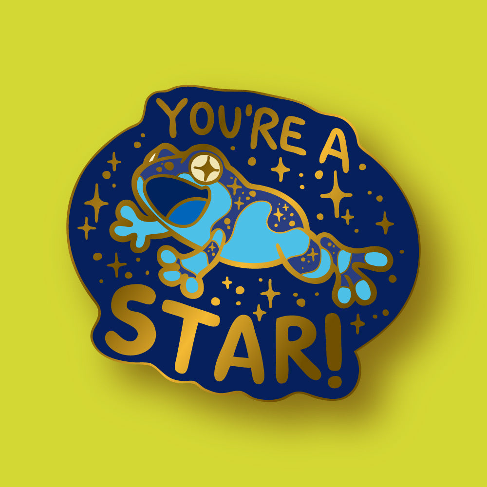 You’re a Star! Milk frog enamel pin by Derptiles