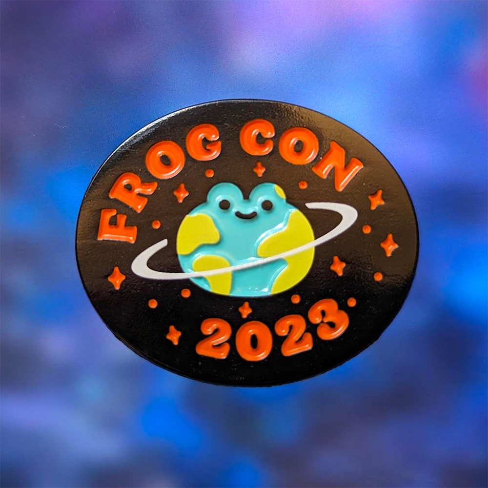 Frog Con 2023 logo pins