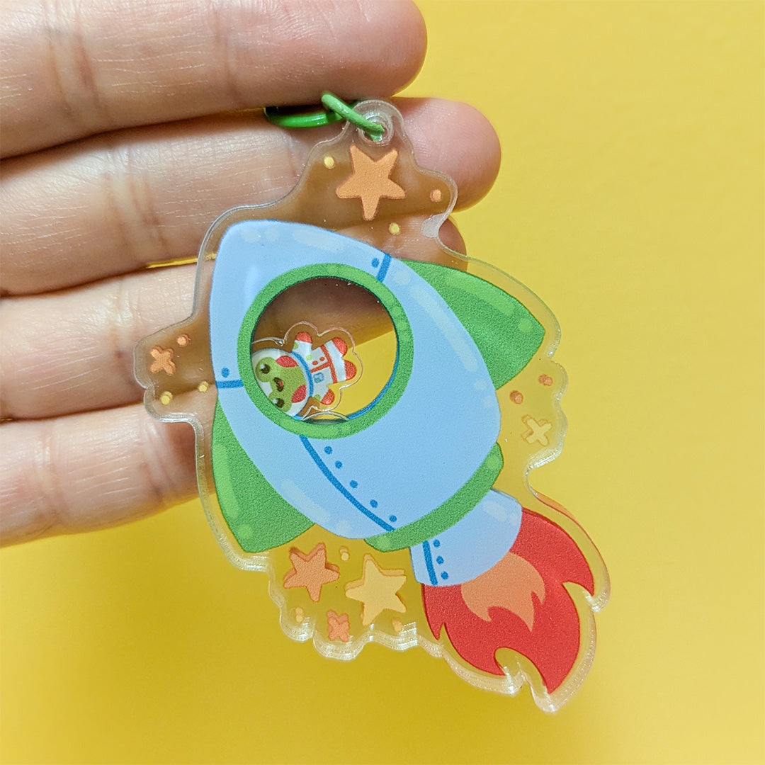 Froggy Rocket shaker charm by AcceberArt