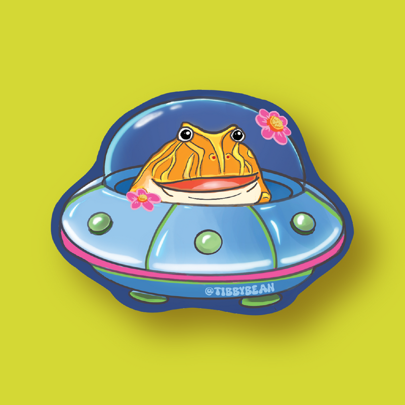 Pacman UFO sticker by Tibby Bean